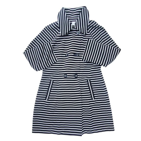 Cabi Womens Striped Double-Breasted Coat Blue White Nauticle Preppy - Picture 6 of 16